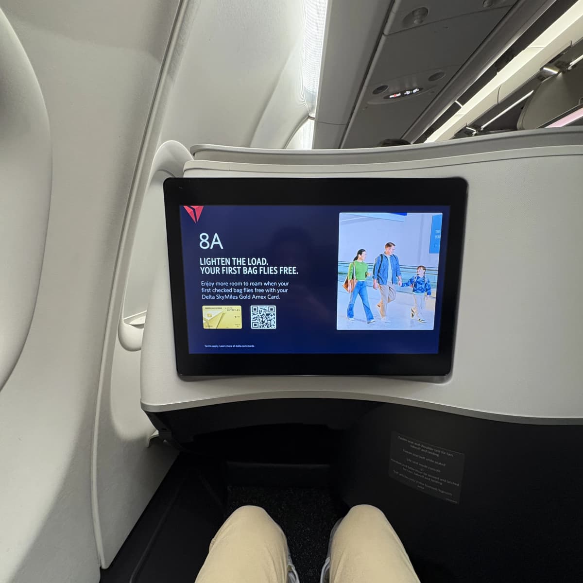 Delta One business class large personal entertainment screen on the A330 900neo