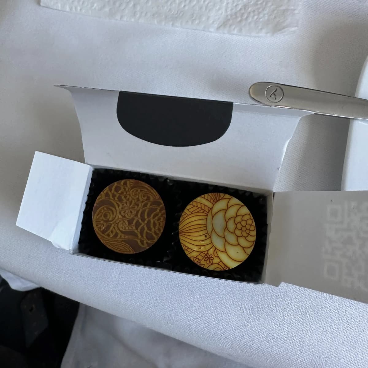 Lufthansa Airlines business class chocolates after main meal
