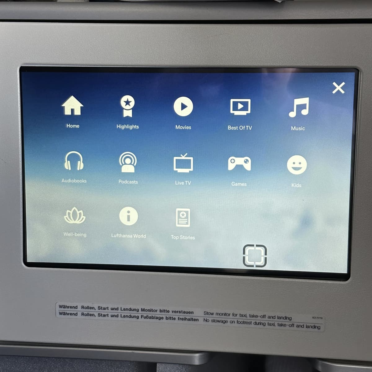 Lufthansa Airlines business class entertainment system is a bit old.