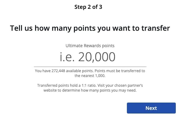You will be asked how many points you want to transfer.