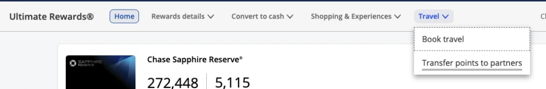 Login to you bank and navigate to the transer points section.
