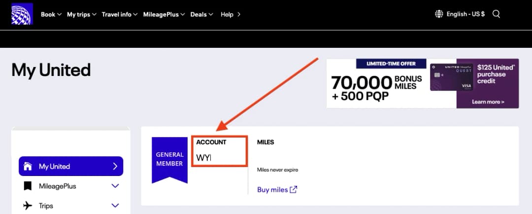 You must locate and save the account number of the frequent flyer account you just created.