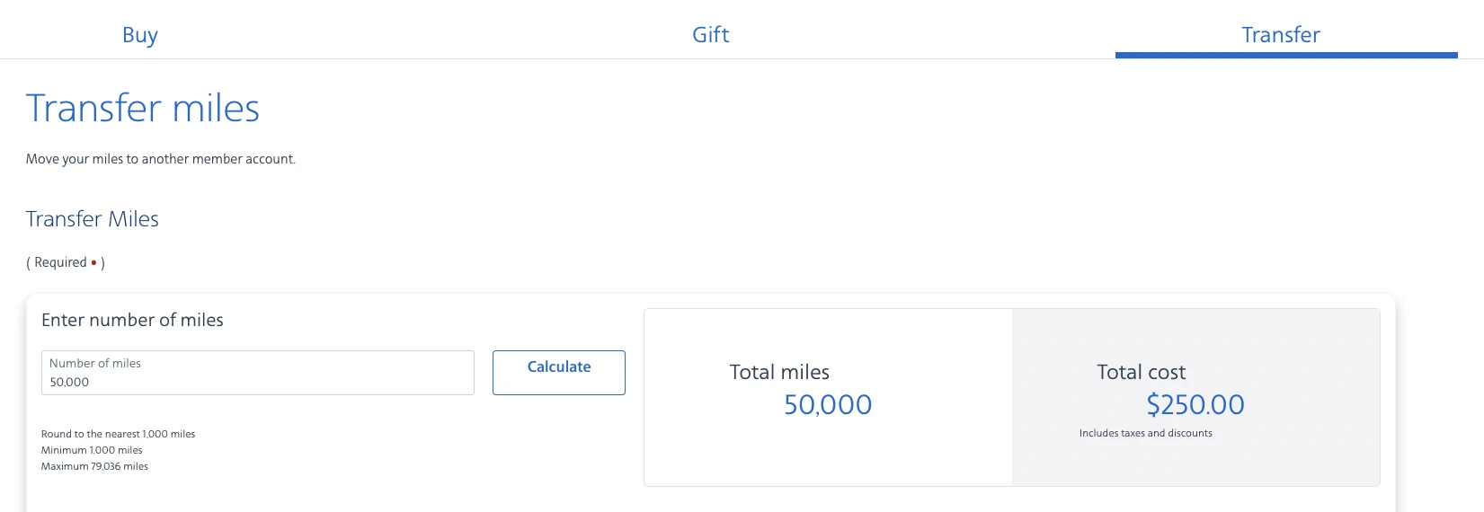 Transferring American Airlines miles is not free and comes with a cost.