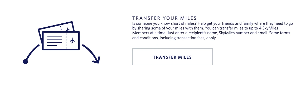 Transfer Delta SkyMiles between accounts to help others book award flights
