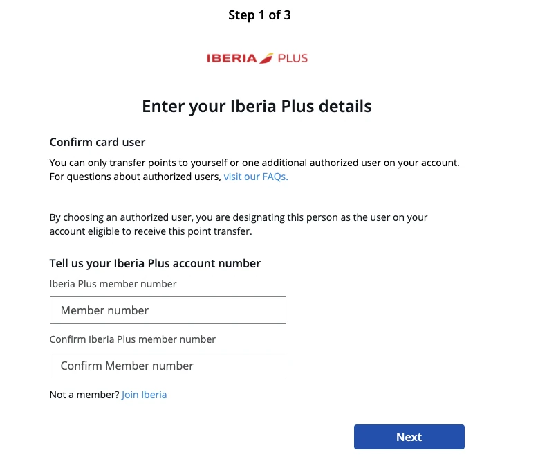 After selecting a partner rewards program, you'll be prompted for your account number to link.