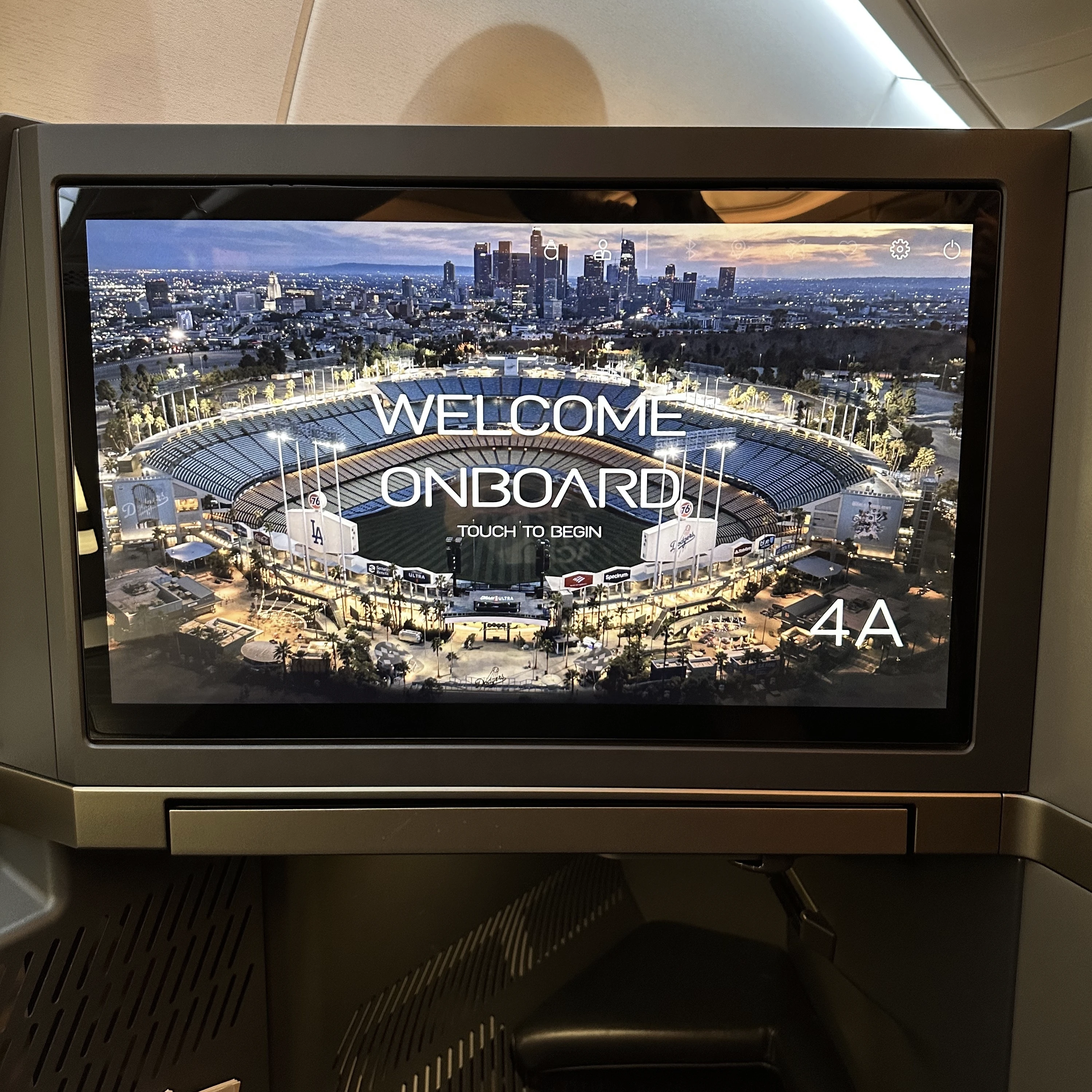 Starlux Airlines A350 business class seats have a huge high definition TV.