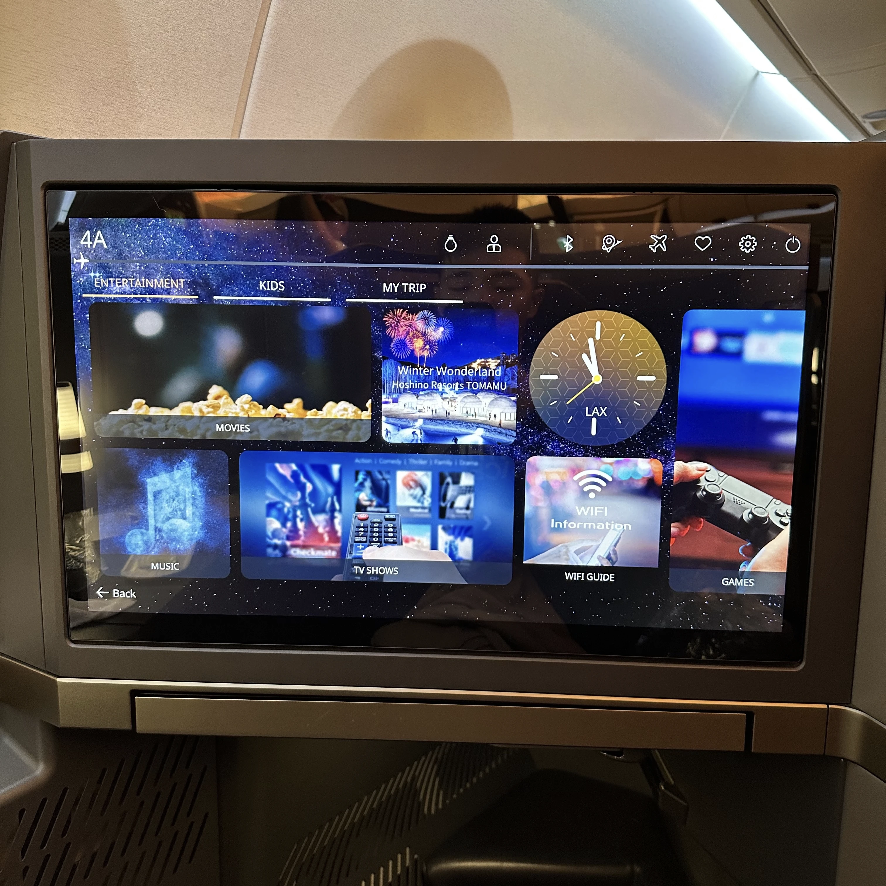 Starlux Airlines A350 business class has a great entertainment selection.